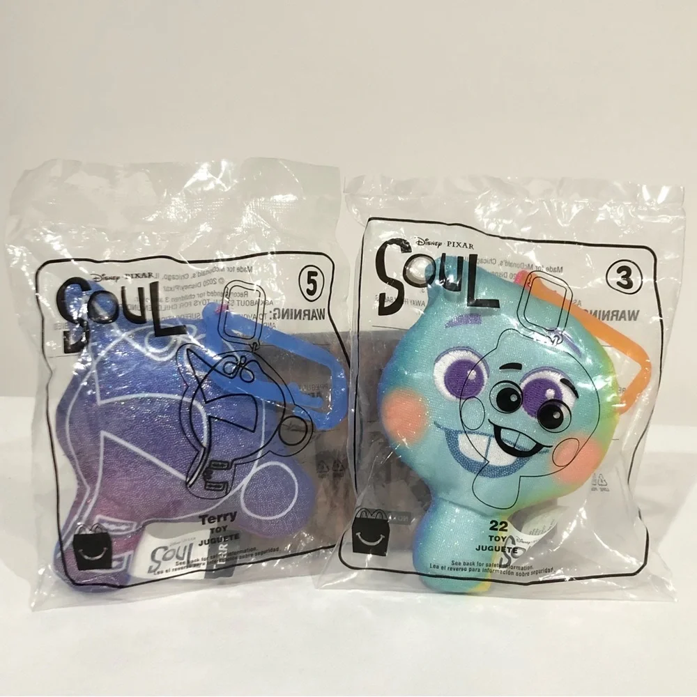 Disney Pixar Soul McDonald’s Happy Meal Toys 22 & Terry Plush Bag Clips